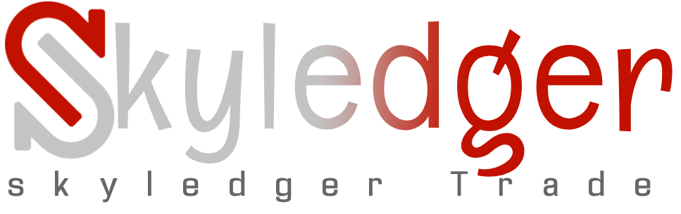 skyledger logo with a yellow-green abstract symbol and white text on a dark background